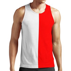Half Red Half White Mini Skirt All-over-print Unisex Tank Top