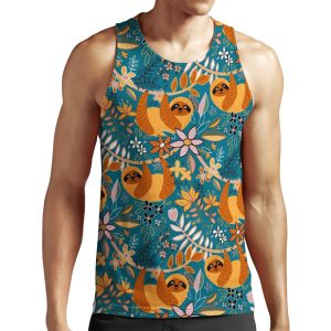 Happy Boho Sloth Floral All-over-print Unisex Tank Top
