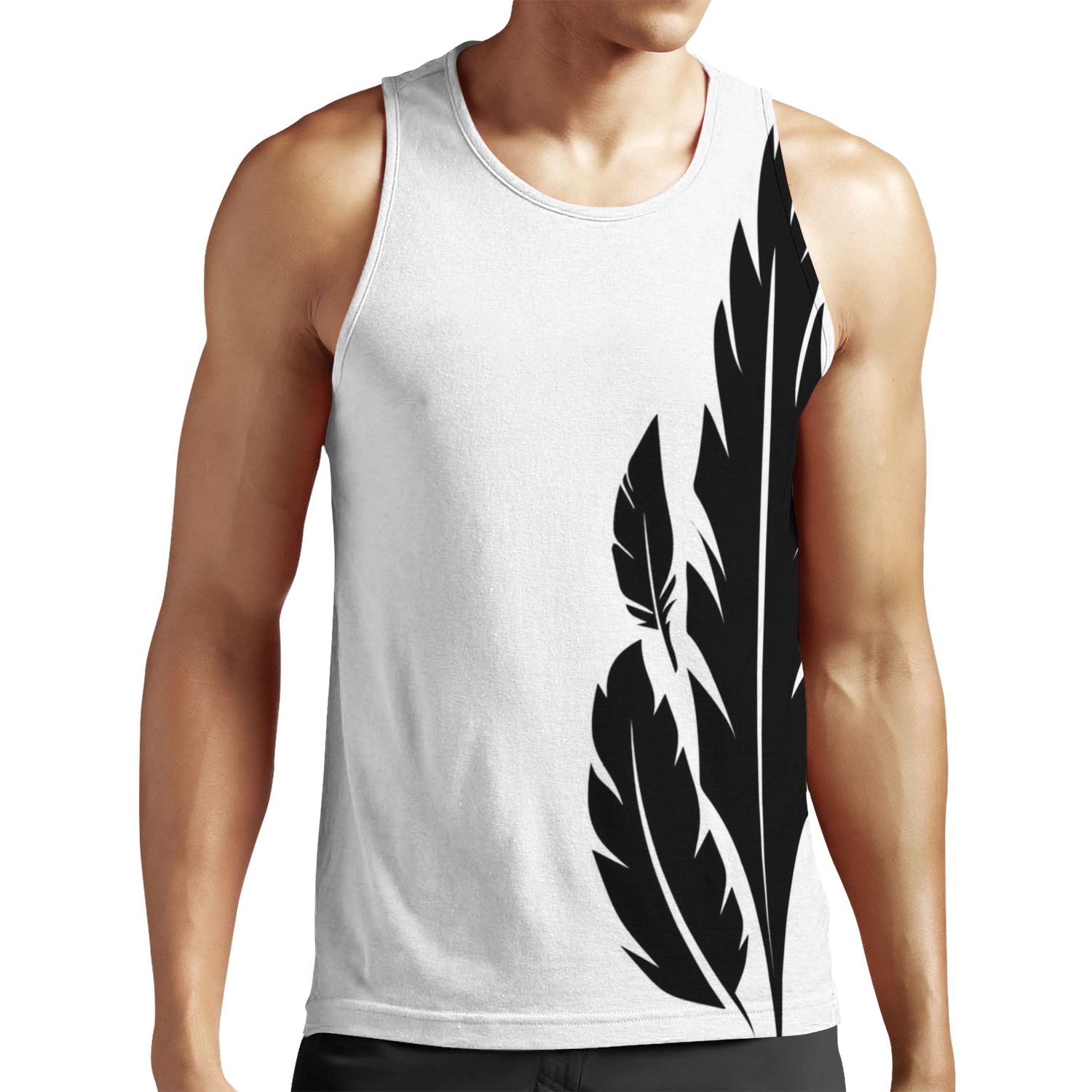 Hawkmoon Black White Feathers All-over-print Unisex Tank Top