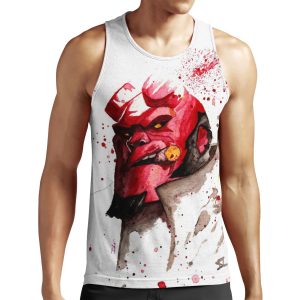 Hellboy Watercolor Design Comic Fanart All-over-print Unisex Tank Top