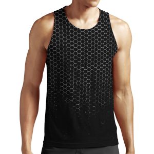 Hexagon Pattern Distressed Gradient All-over-print Unisex Tank Top