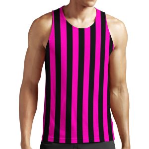 Hot Pink And Black Stripes All-over-print Unisex Tank Top