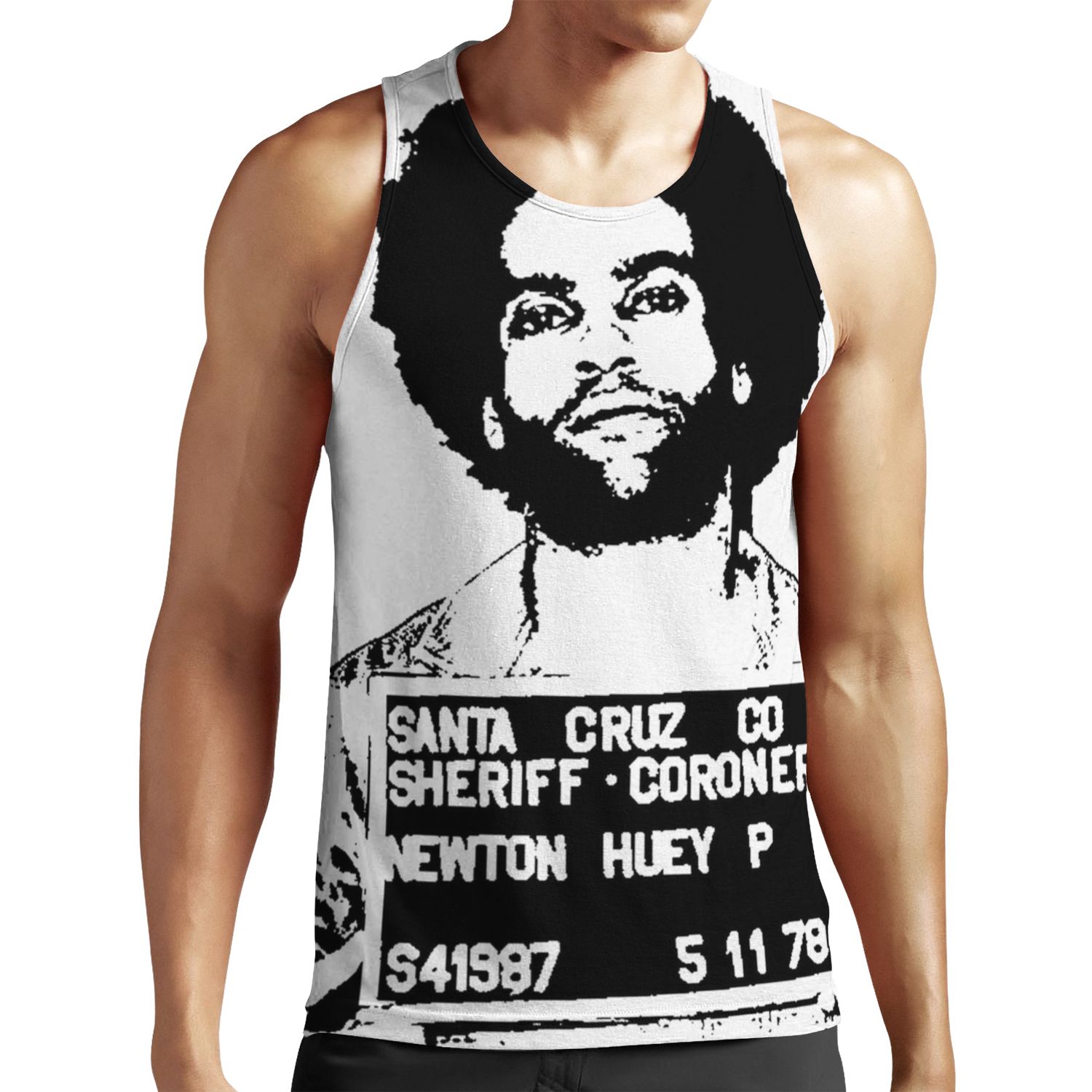 Huey P Newton Mugshot All-over-print Unisex Tank Top