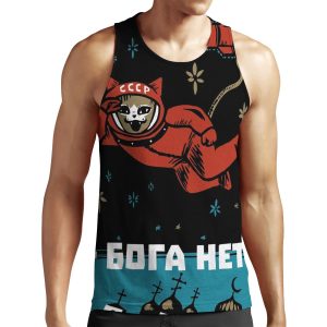 I Do Not See Any God Up Here Gagarin Cat All-over-print Unisex Tank Top