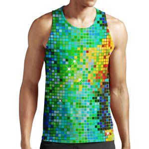 Image Of A Metallic Green Tones Sequins Look Disco Ball Pattern All-over-print Unisex Tank Top