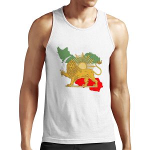 Iran Persia Map And Flag Lion And Sun Iconic Sign For The Persian All-over-print Unisex Tank Top