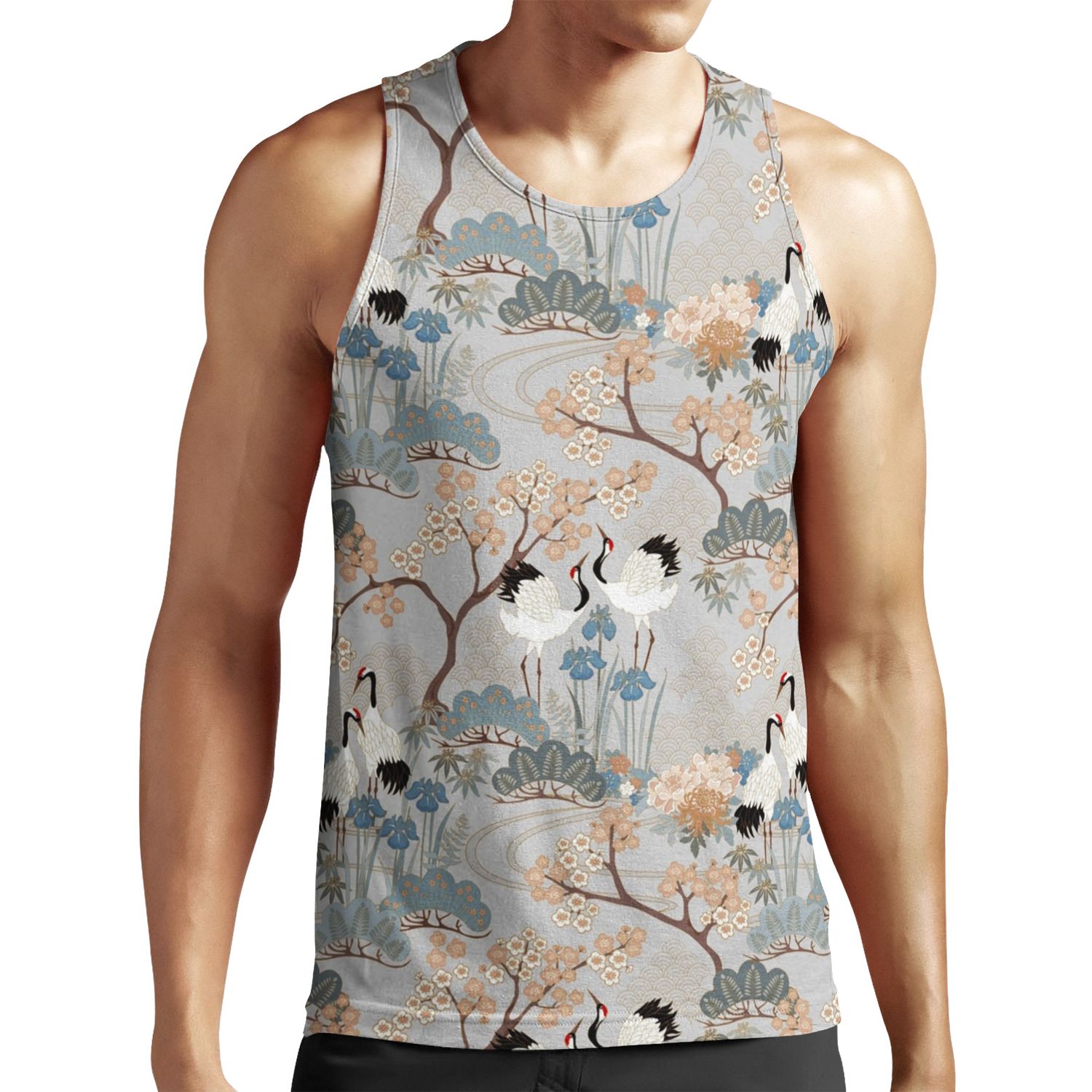 Japanese Garden Gray All-over-print Unisex Tank Top