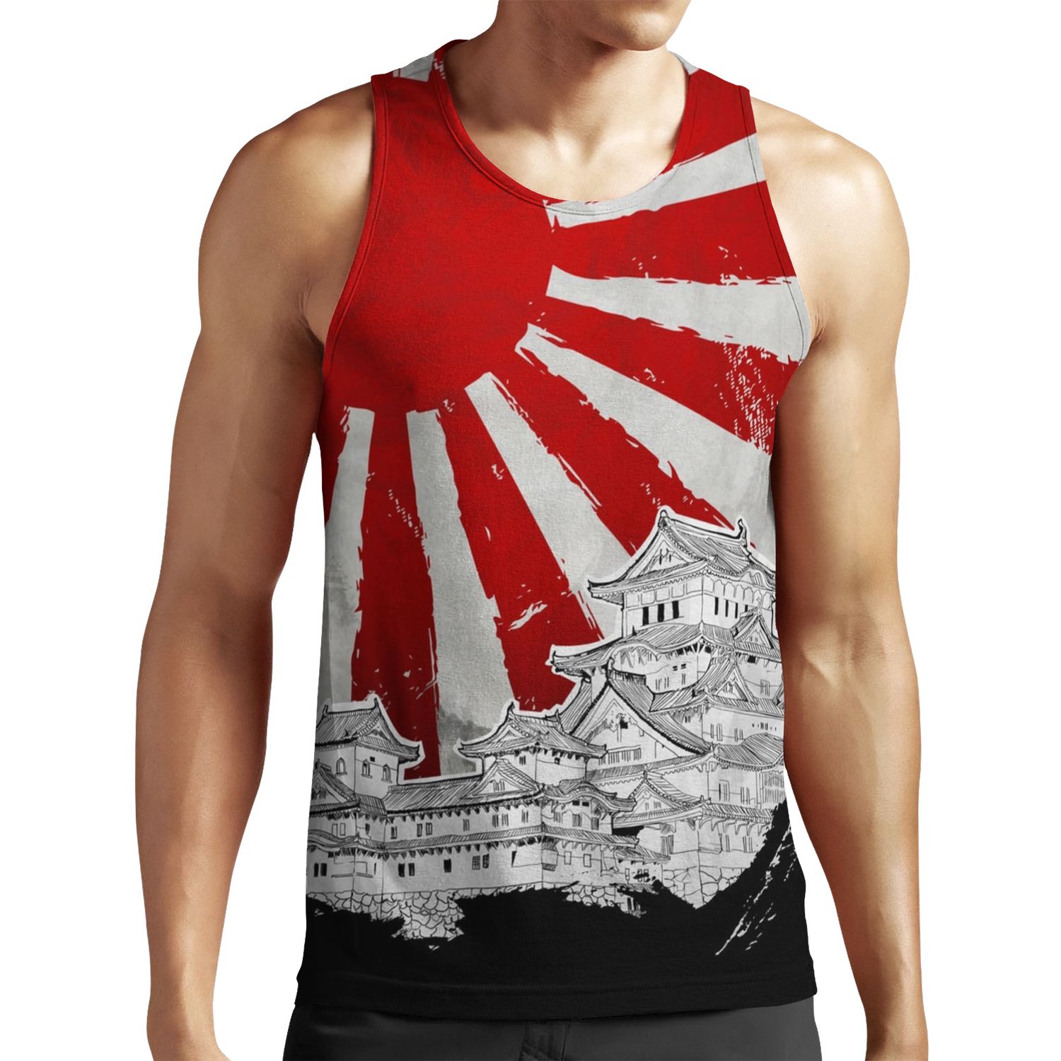 Japanese Palace And Sun All-over-print Unisex Tank Top