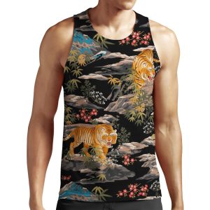 Japanese Tiger Floral All-over-print Unisex Tank Top
