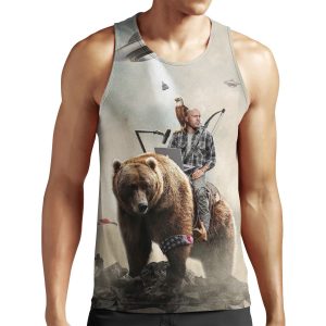 Joe Rogan Riding A Bear Aliens All-over-print Unisex Tank Top