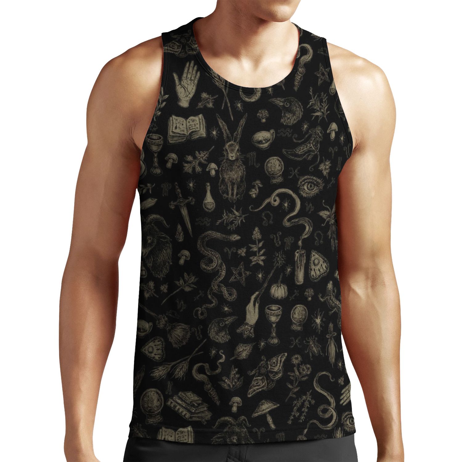 Just Witch Things Black And Beige All-over-print Unisex Tank Top