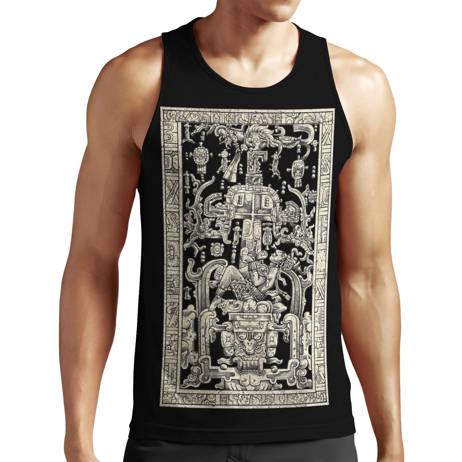 King Pakal S Spaceship Mayan Time Traveler Ancient Astronaut Maya Carving Art All-over-print Unisex Tank Top