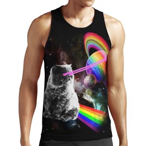 Lazer Eyes Rainbow Cat In Space All-over-print Unisex Tank Top