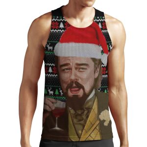 Leonardo Dicaprio Django Laughing Ugly Christmas Sweater Funny Tee Tshirt Christmas All-over-print Unisex Tank Top