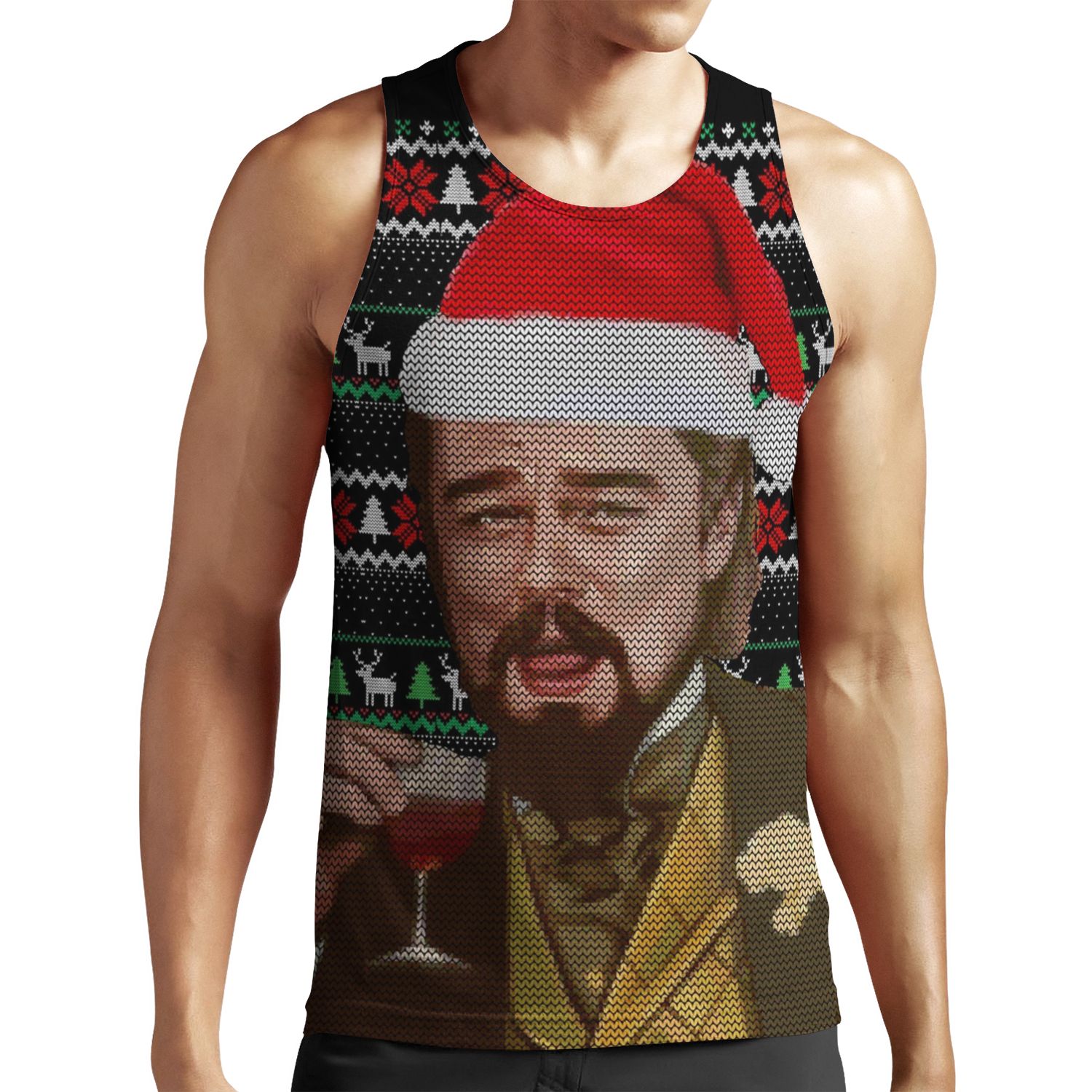 Leonardo Dicaprio Django Laughing Ugly Christmas Sweater Funny Tee Tshirt Christmas All-over-print Unisex Tank Top