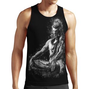Majestic Lord Shiva In Eternal Meditation Black And White All-over-print Unisex Tank Top