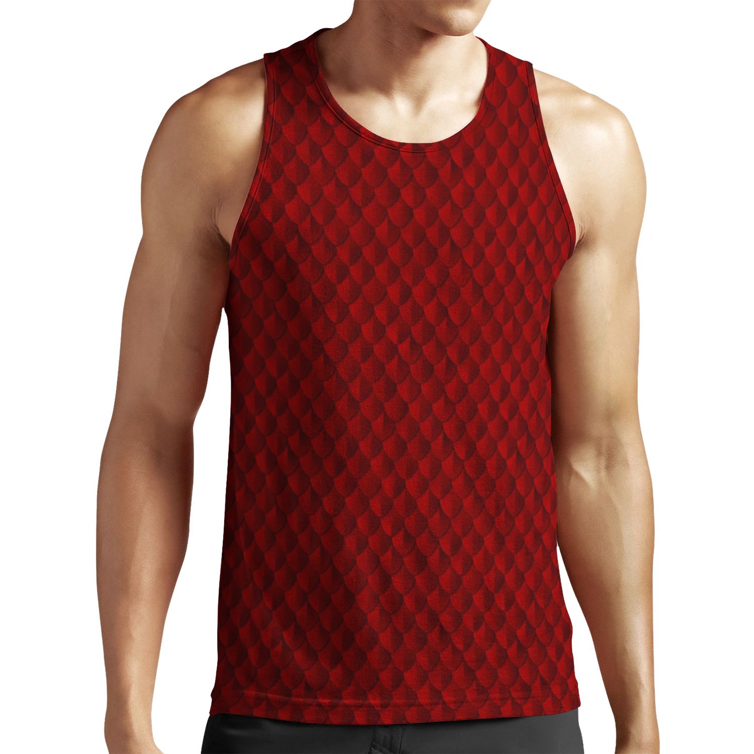 Medieval Armor Dragon Scales Pattern Blood Red All-over-print Unisex Tank Top