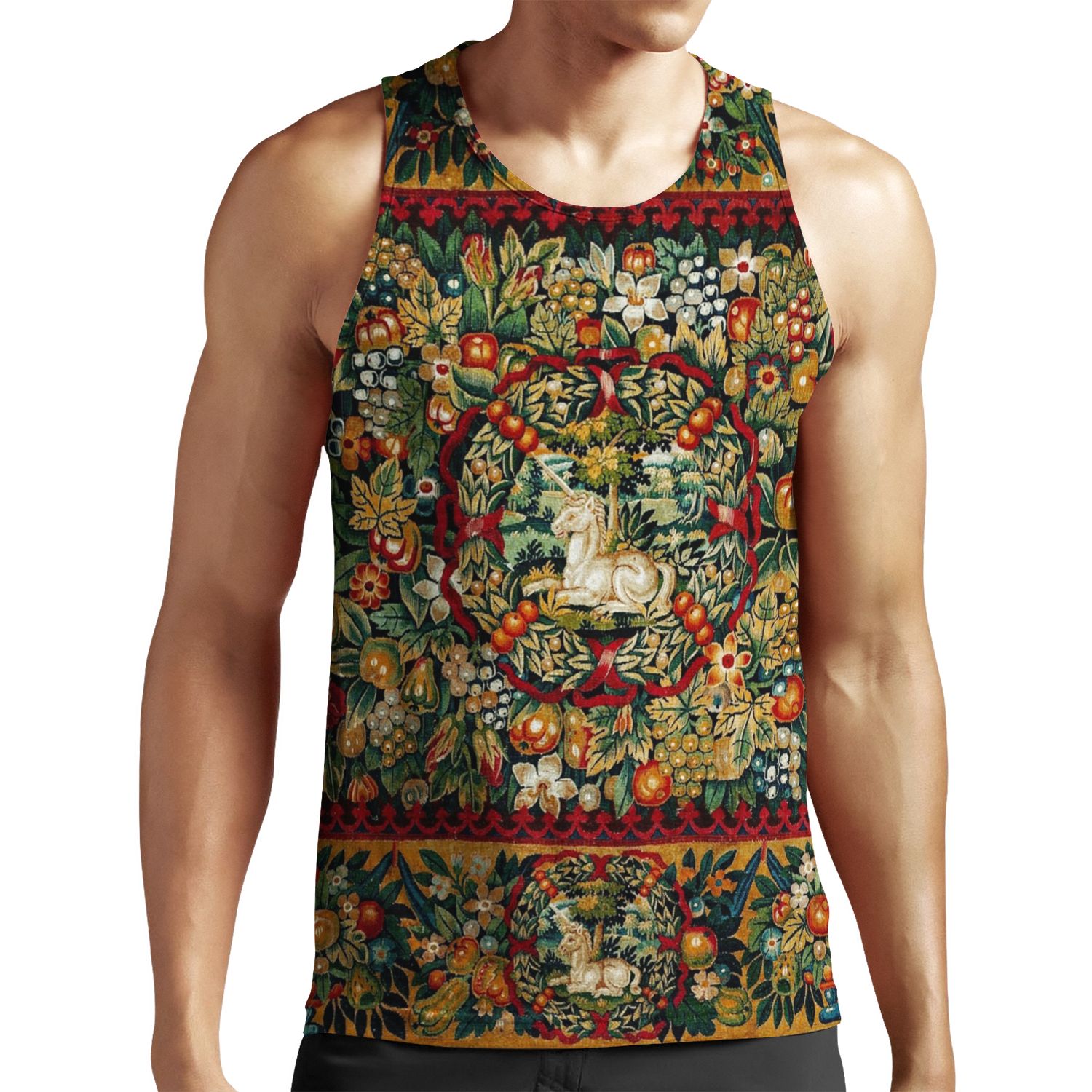Medieval Unicorn Floral Tapestry All-over-print Unisex Tank Top