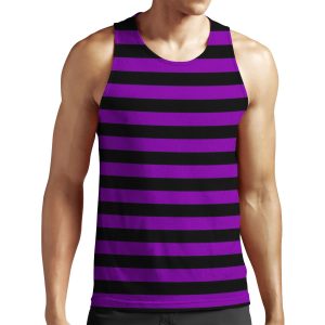 Medium Violet And Black Stripes Horizontal Medium Stripes All-over-print Unisex Tank Top
