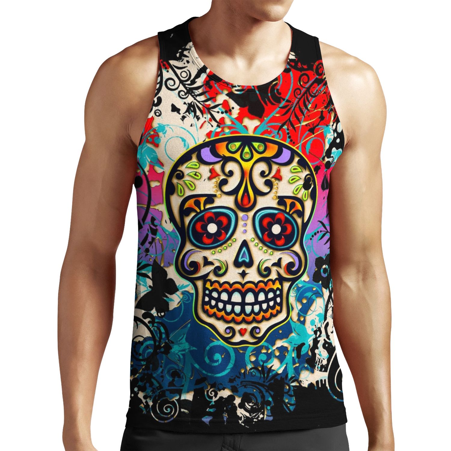 Mexican Skull Sugar Skull Day Of The Dead Dias De Los Muertos All-over-print Unisex Tank Top