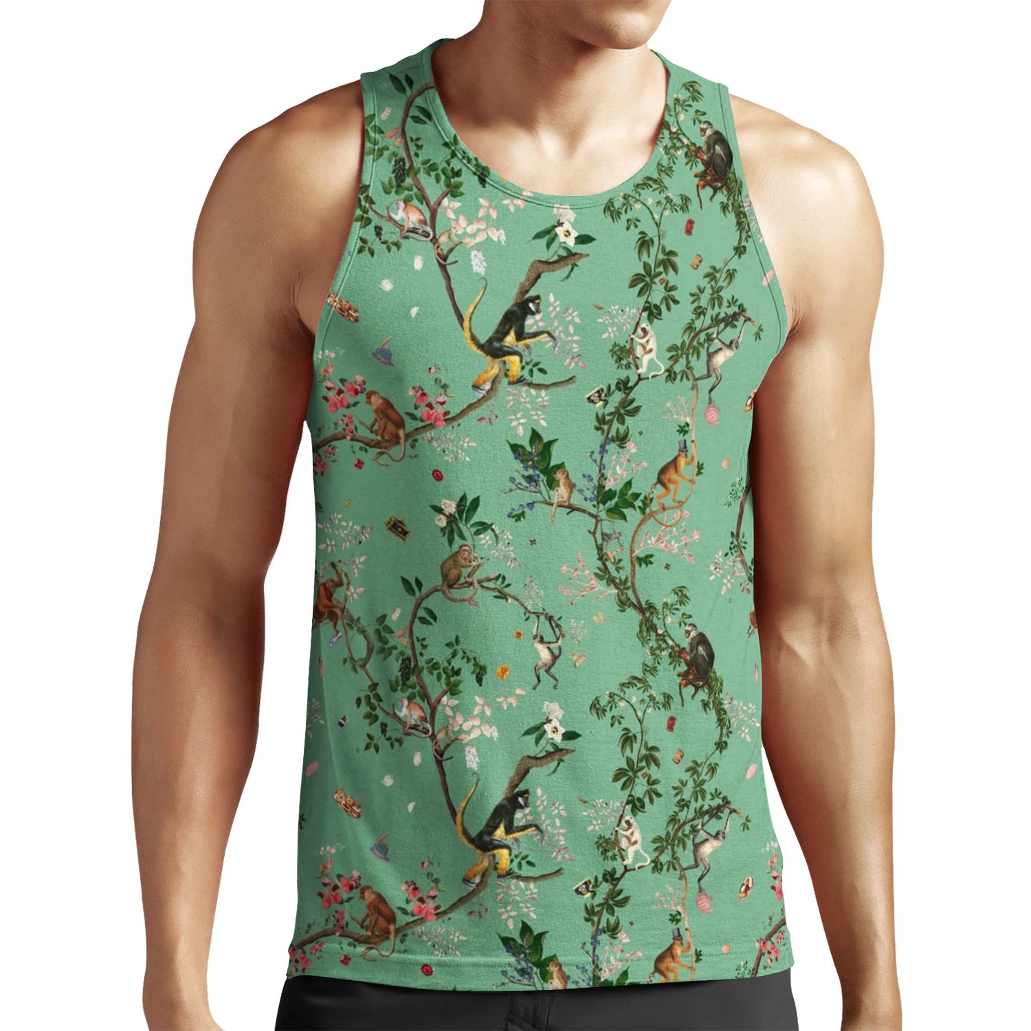 Monkey World Green All-over-print Unisex Tank Top