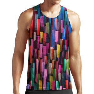 Multicolored Watercolor Stripes Pattern All-over-print Unisex Tank Top