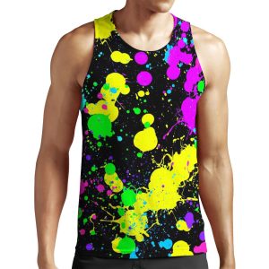 Neon Paint Splatter In Turquoise Yellow Pink Green Blue All-over-print Unisex Tank Top