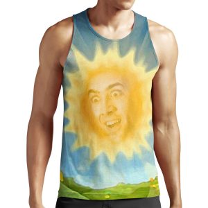 Nicolas Cage Shines Down On Teletubbies All-over-print Unisex Tank Top