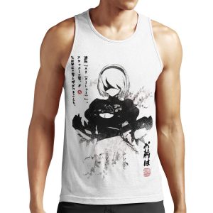 Nier Automata 2B Japan Ink %E3%83%8B%E3%83%Bc%E3%82%A2_%E3%82%Aa%E3%83%Bc%E3%83%88%E3%83%9E%E3%82%Bf All-over-print Unisex Tank Top