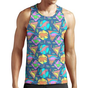 Nineties Dinosaurs Pattern All-over-print Unisex Tank Top