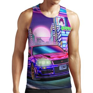Nissan Skyline Gt R R34 Vaporwave All-over-print Unisex Tank Top