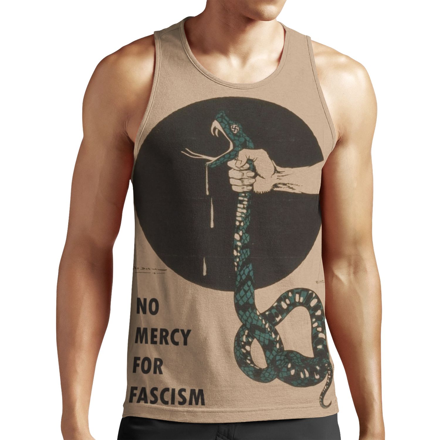 No Mercy For Fascism Vintage Wwii Poster Design All-over-print Unisex Tank Top