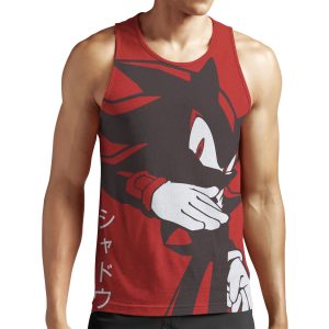 Normal Black Shadow Hedgehog Anime Manga Style Background Red All-over-print Unisex Tank Top