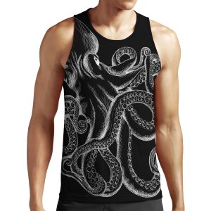Octopus White Line Art All-over-print Unisex Tank Top