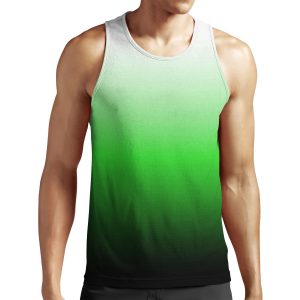 Ombre White To Green To Black All-over-print Unisex Tank Top