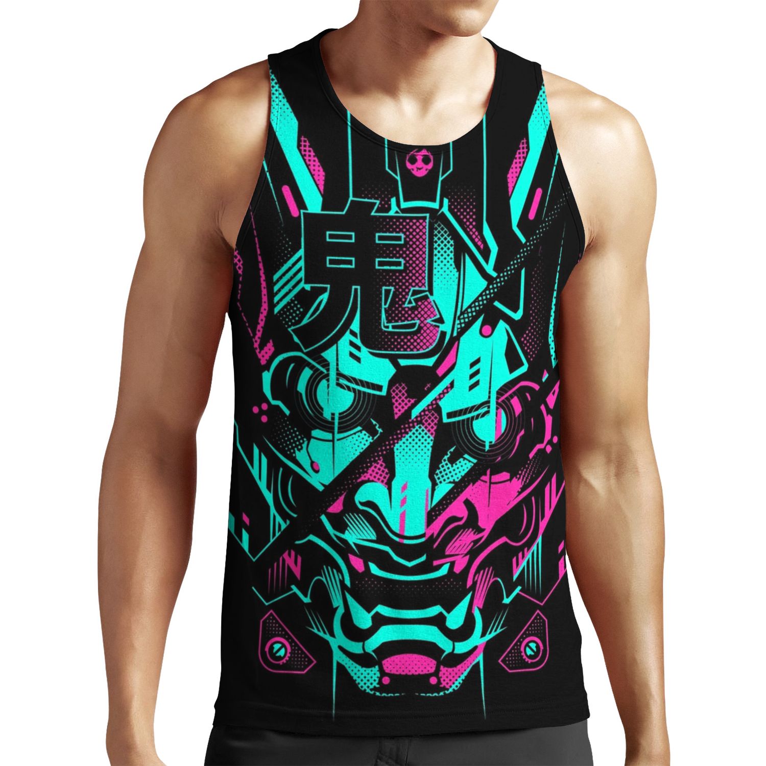 Oni Glitch Neon Ver All-over-print Unisex Tank Top