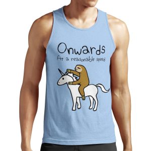 Onwards At A Reasonable Speed Sloth Riding Unicorn All-over-print Unisex Tank Top
