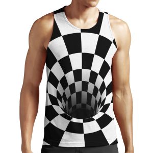 Optical Illusion Black Hole Checkerboard Black White All-over-print Unisex Tank Top