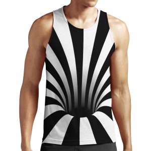 Optical Illusion Black Hole Lines Black White All-over-print Unisex Tank Top