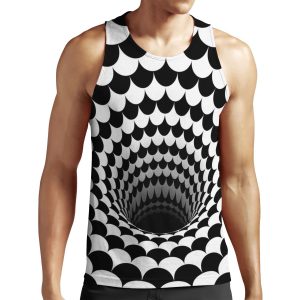 Optical Illusion Black Hole Scales Black White All-over-print Unisex Tank Top