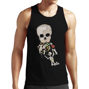 Our Flag Means Death Vomiting Skull On Skeleton Flag Design All-over-print Unisex Tank Top