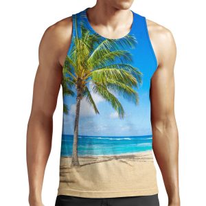 Palm Trees On The Sandy Beach In Hawaii All-over-print Unisex Tank Top
