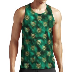 Patterns Tiger Face Pattern Design Emerald And Gold Yellow All-over-print Unisex Tank Top