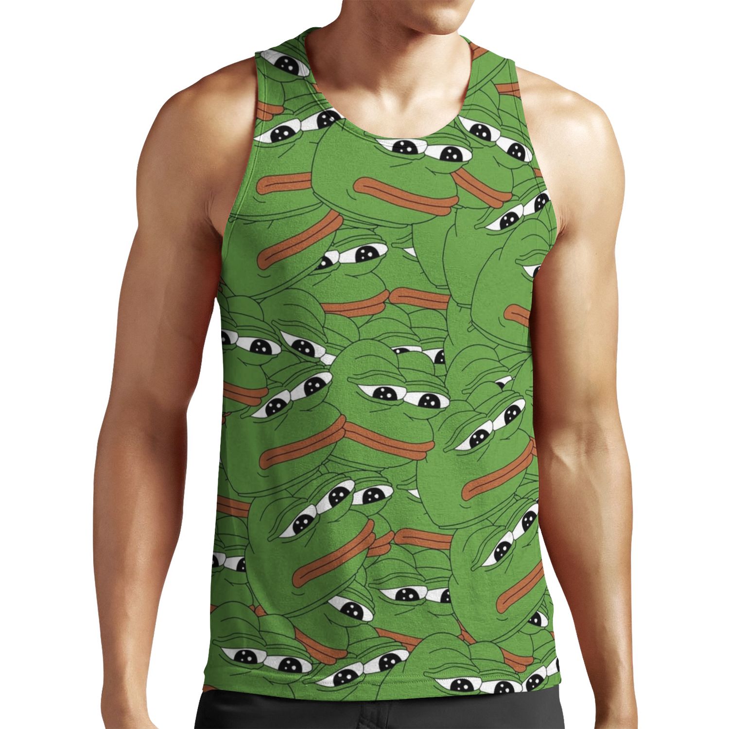Pepe Allover Pattern Sad Frog Meme All-over-print Unisex Tank Top