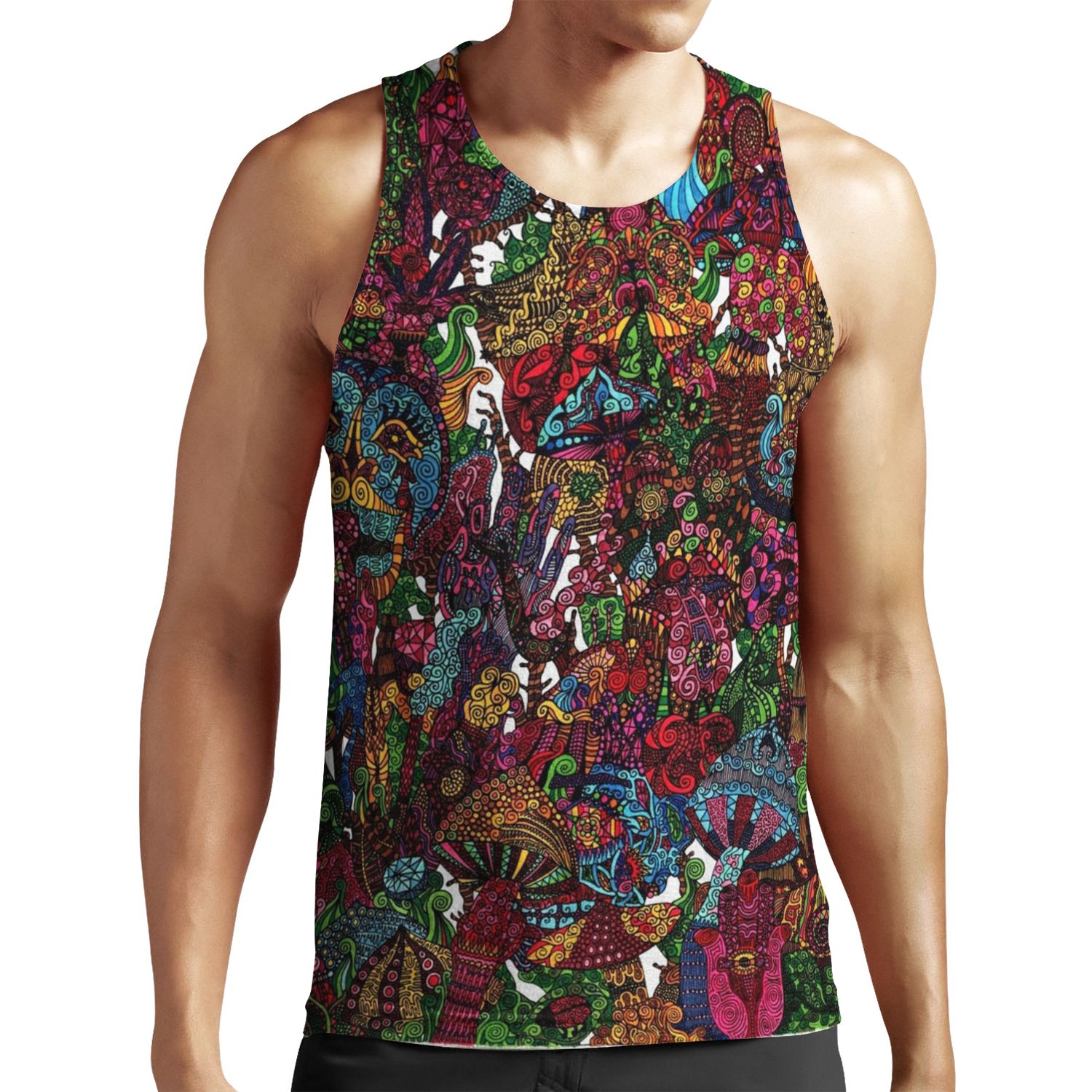 Psychedelic Cartoon All-over-print Unisex Tank Top