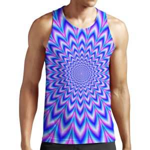 Psychedelic Pulse In Blue And Pink All-over-print Unisex Tank Top