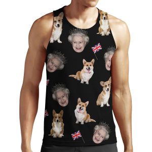 Queen Elizabeth And Corgis Pattern All-over-print Unisex Tank Top