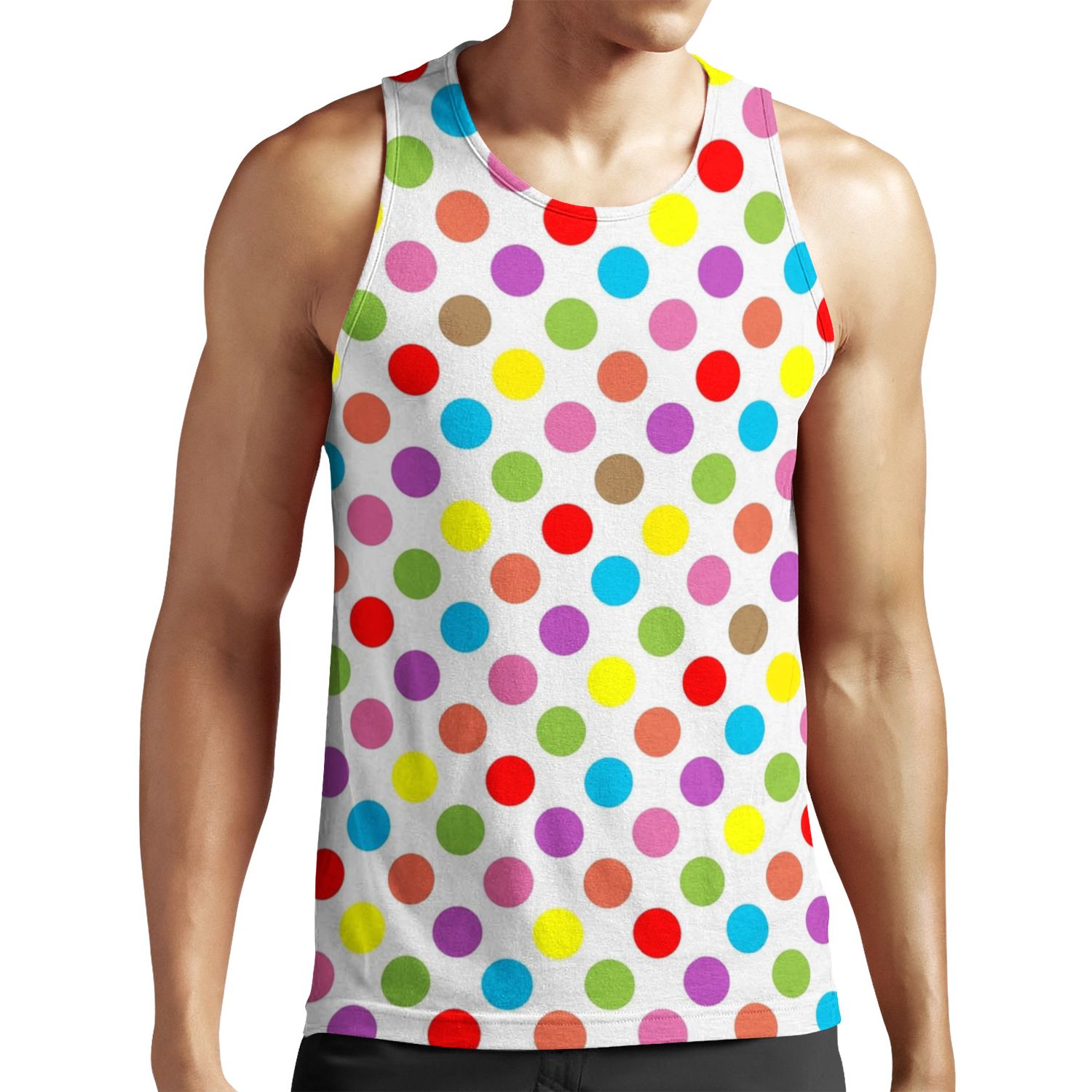 Rainbow Colors Polka Dots Pattern All-over-print Unisex Tank Top