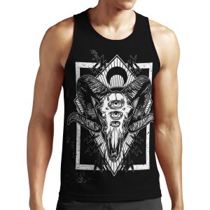 Ram Skull Monochrome All-over-print Unisex Tank Top