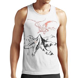 Red Dragon Above A Single Solitary Peak Fan Art All-over-print Unisex Tank Top